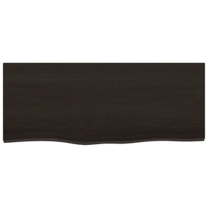 Tischplatte Dunkelbraun 100x40x2 cm Massivholz Eiche Behandelt