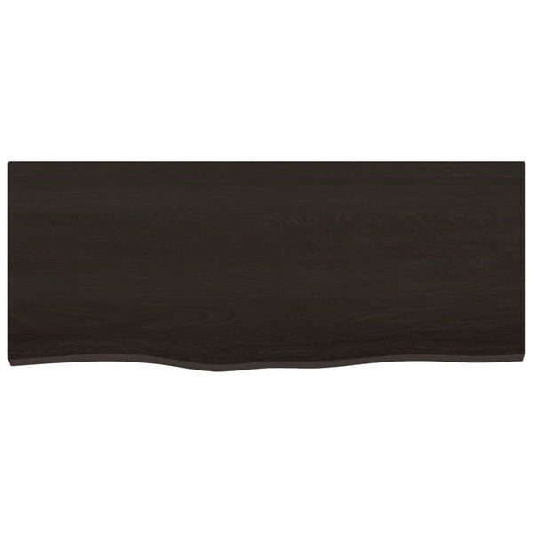 Tischplatte Dunkelbraun 100x40x2 cm Massivholz Eiche Behandelt