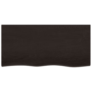 Tischplatte Dunkelbraun 100x50x2 cm Massivholz Eiche Behandelt