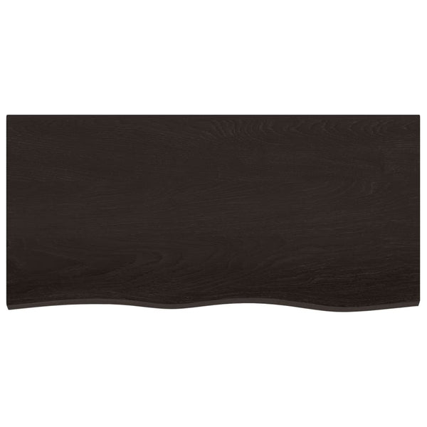 Tischplatte Dunkelbraun 100x50x2 cm Massivholz Eiche Behandelt