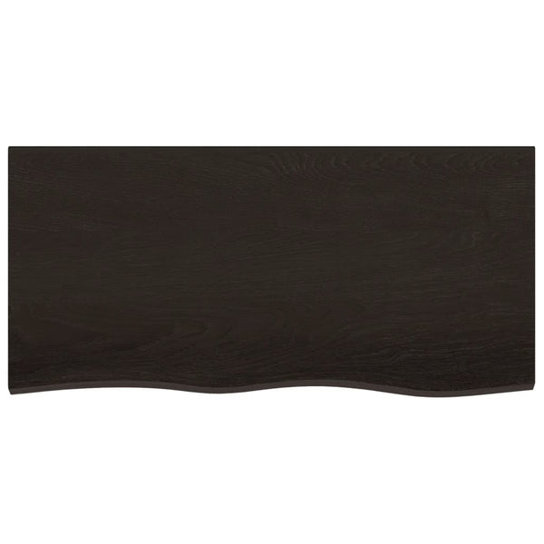 Tischplatte Dunkelbraun 100x50x(2-4)cm Massivholz Eiche