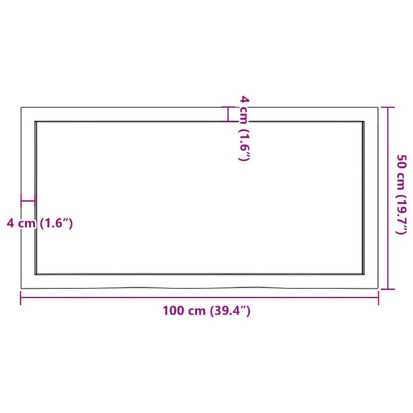 Tischplatte Dunkelbraun 100x50x(2-4)cm Massivholz Eiche
