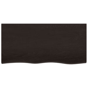 Tischplatte Dunkelbraun 100x50x(2-6)cm Massivholz Eiche