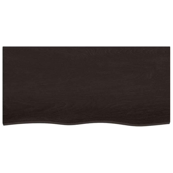 Tischplatte Dunkelbraun 100x50x(2-6)cm Massivholz Eiche