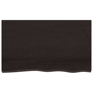 Tischplatte Dunkelbraun 100x60x2 cm Massivholz Eiche Behandelt