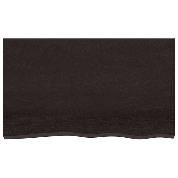 Tischplatte Dunkelbraun 100x60x2 cm Massivholz Eiche Behandelt