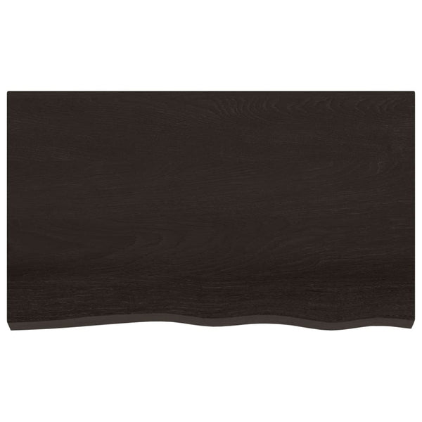Tischplatte Dunkelbraun 100x60x(2-4)cm Massivholz Eiche
