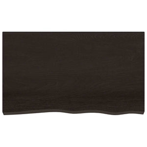 Tischplatte Dunkelbraun 100x60x(2-6)cm Massivholz Eiche