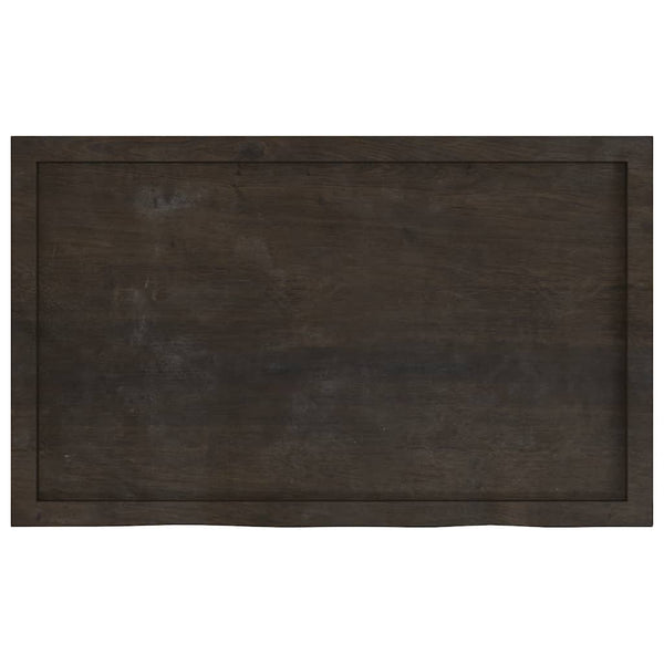 Tischplatte Dunkelbraun 100x60x(2-6)cm Massivholz Eiche