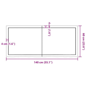 Tischplatte Dunkelbraun 140x60x(2-4)cm Massivholz Eiche