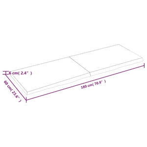 vidaXL Plateau de table Marron foncé 180x60x(2-6)cm Chêne massif