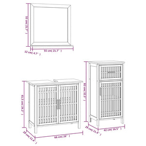 vidaXL Meuble de salle de bain 3 pcs Bois de noyer massif
