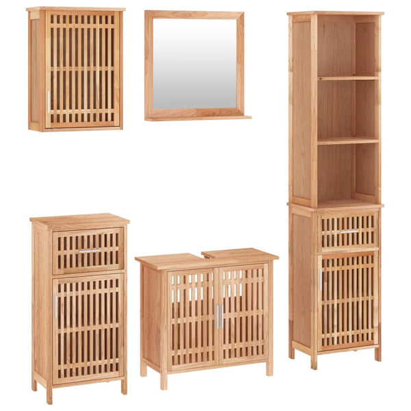 vidaXL Ensemble de meubles de salle de bain 5 pcs Bois massif Noyer