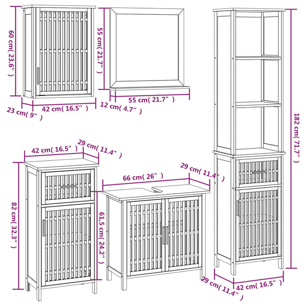 vidaXL Ensemble de meubles de salle de bain 5 pcs Bois massif Noyer
