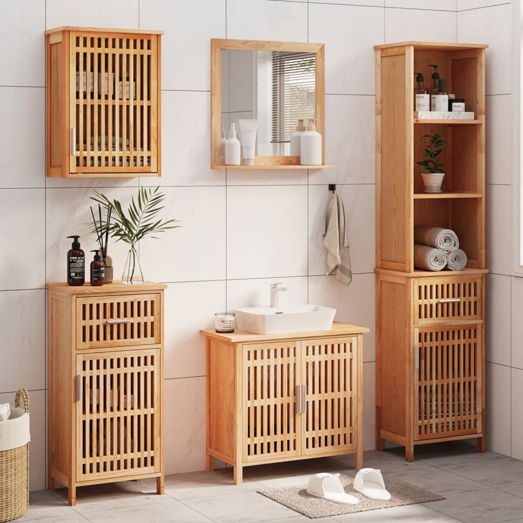 vidaXL Ensemble de meubles de salle de bain 5 pcs Bois massif Noyer
