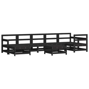 vidaXL Salon de jardin 8 pièces avec coussins Noir Bois massif