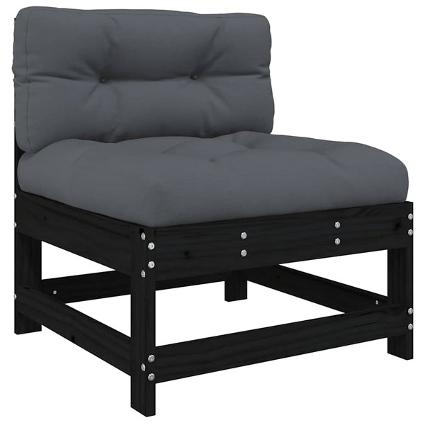vidaXL Salon de jardin 8 pièces avec coussins Noir Bois massif