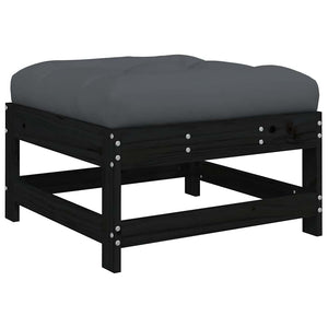 vidaXL Salon de jardin 8 pièces avec coussins Noir Bois massif