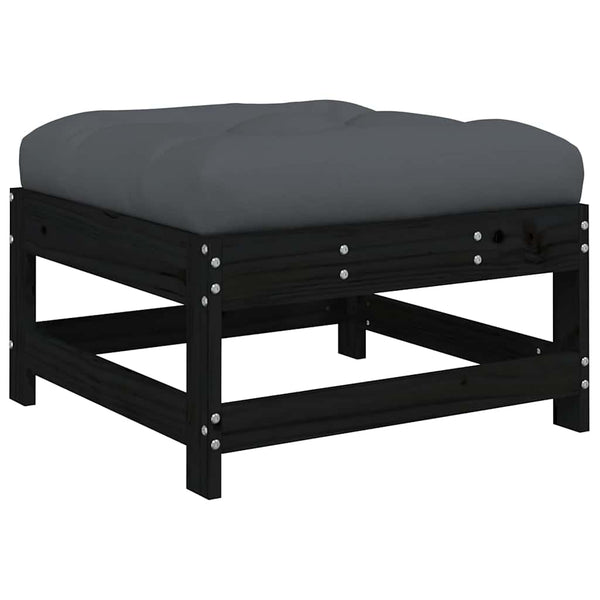 vidaXL Salon de jardin 8 pièces avec coussins Noir Bois massif