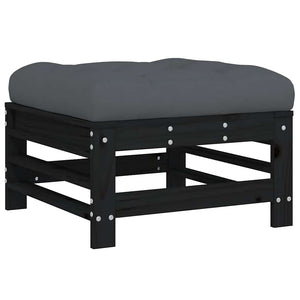 vidaXL Salon de jardin 7 pièces avec coussins Bois massif Noir