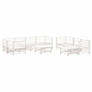 vidaXL Ensemble de jardin lounge 10 pièces avec coussins Bois massif Blanc