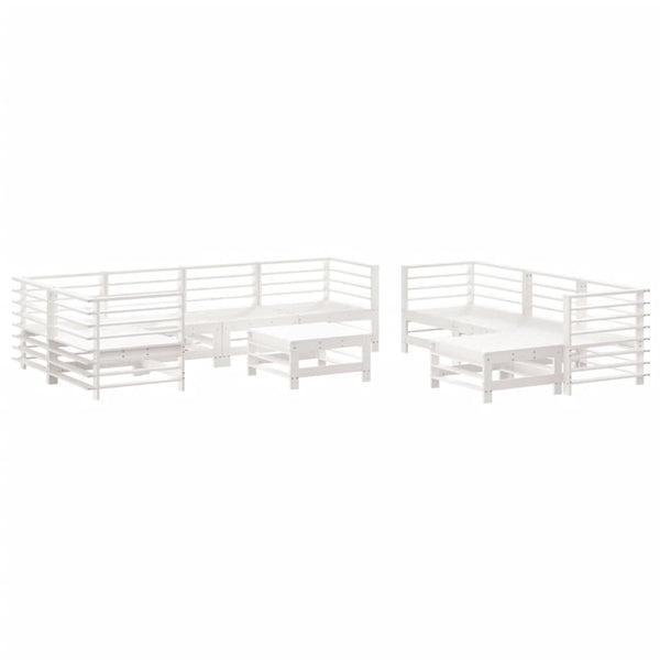 vidaXL Ensemble de jardin lounge 10 pièces avec coussins Bois massif Blanc