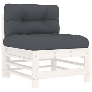 vidaXL Ensemble de jardin lounge 10 pièces avec coussins Bois massif Blanc