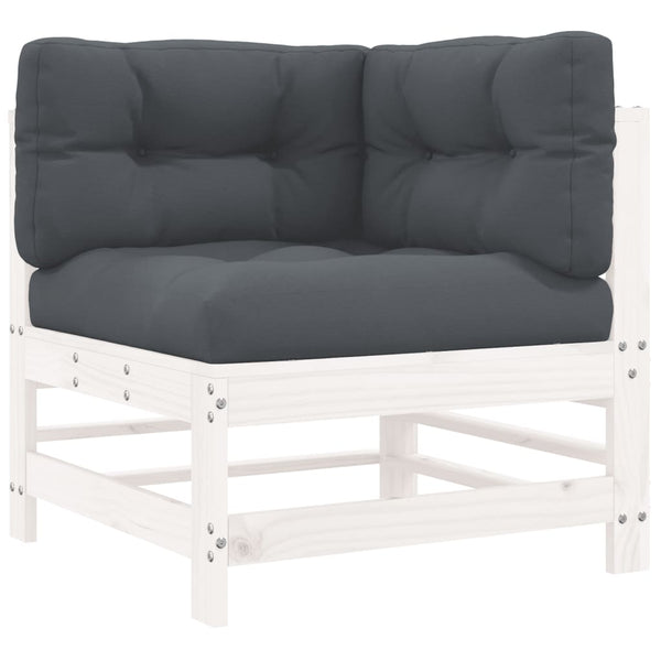 vidaXL Ensemble de jardin lounge 10 pièces avec coussins Bois massif Blanc