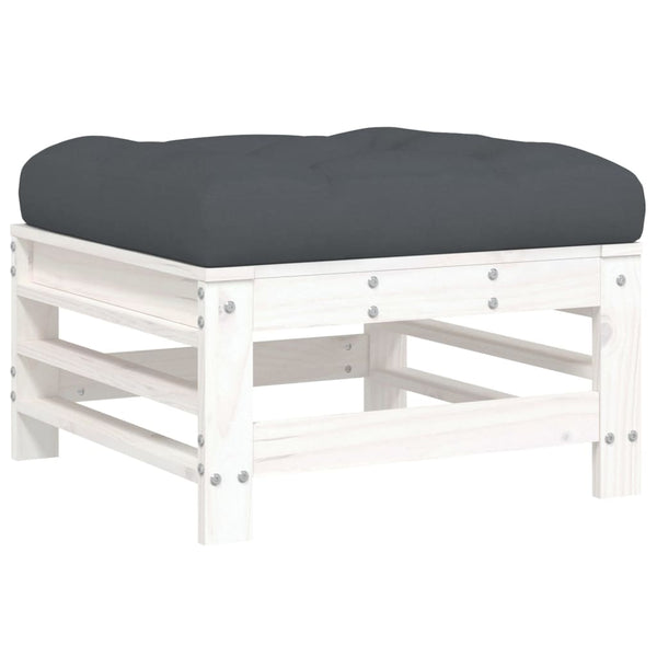vidaXL Ensemble de jardin lounge 10 pièces avec coussins Bois massif Blanc