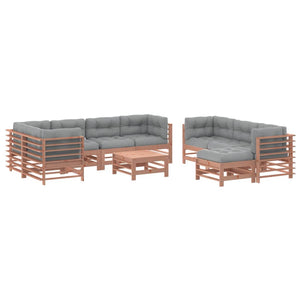 vidaXL Salon de jardin 10 pièces avec coussins Bois de Douglas massif