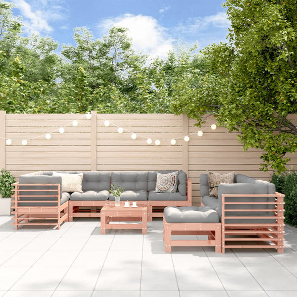 vidaXL Salon de jardin 10 pièces avec coussins Bois de Douglas massif