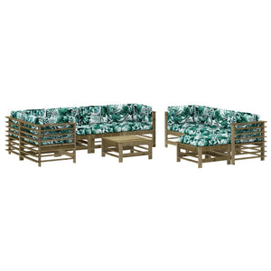 vidaXL Salon de jardin 10 pcs avec coussins, bois de pin imprégné