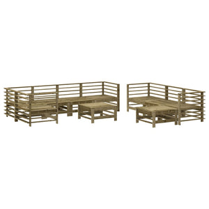 vidaXL Salon de jardin 10 pcs avec coussins, bois de pin imprégné