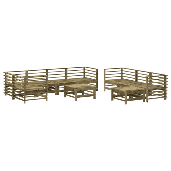 vidaXL Salon de jardin 10 pcs avec coussins, bois de pin imprégné