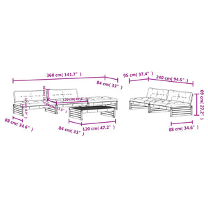 6-tlg. Garten-Lounge-Set mit Kissen Massivholz