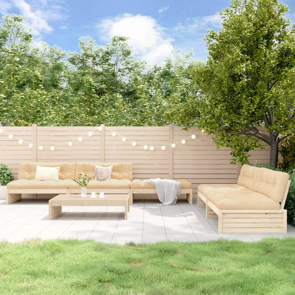 6-tlg. Garten-Lounge-Set mit Kissen Massivholz