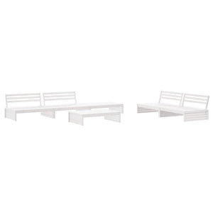 6-tlg. Garten-Lounge-Set mit Kissen Weiß Massivholz