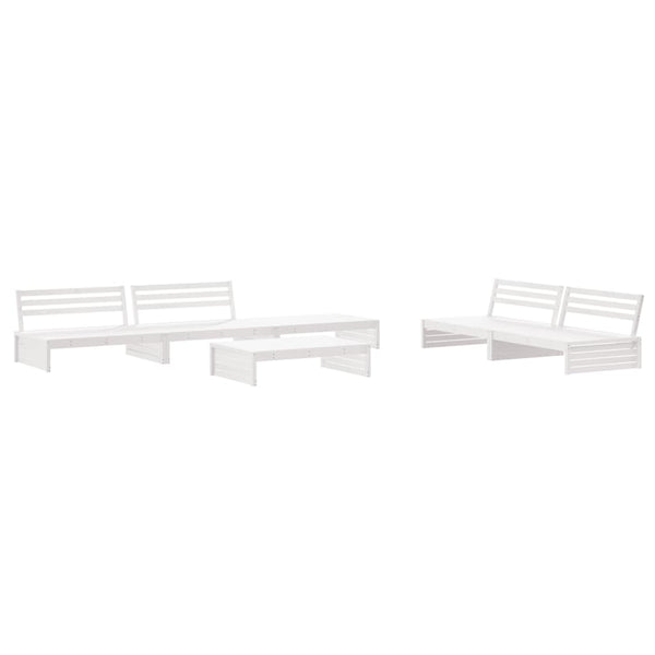 6-tlg. Garten-Lounge-Set mit Kissen Weiß Massivholz