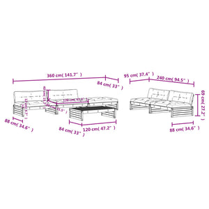 6-tlg. Garten-Lounge-Set mit Kissen Weiß Massivholz