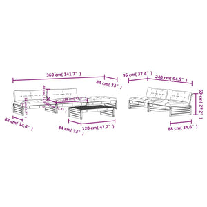 6-tlg. Garten-Lounge-Set mit Kissen Schwarz Massivholz