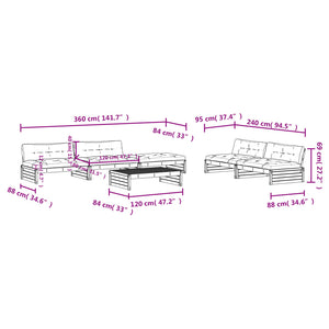 6-tlg. Garten-Lounge-Set mit Kissen Massivholz Douglasie