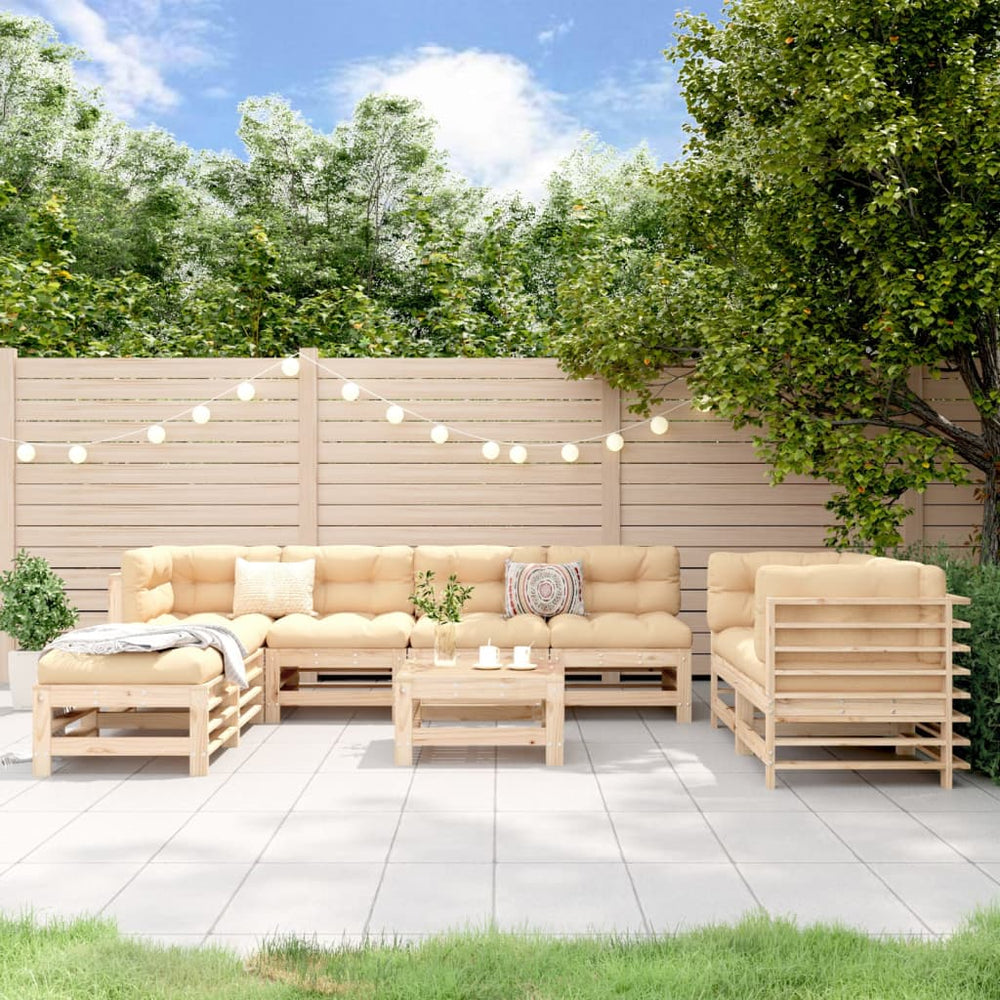 vidaXL 9-piece Solid Pine Wood Garden Lounge Set