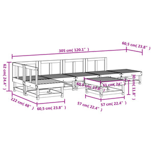 7-tlg. Garten-Lounge-Set Massivholz Kiefer