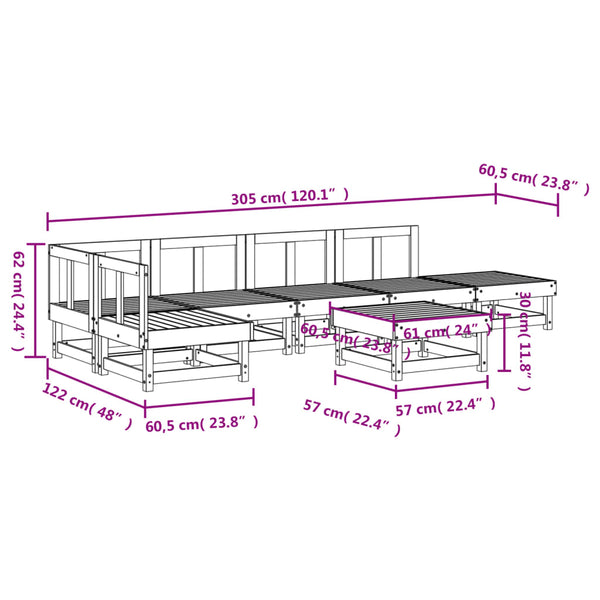 7-tlg. Garten-Lounge-Set Massivholz Kiefer