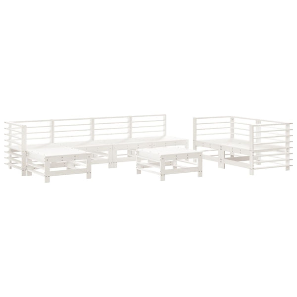 8-tlg. Garten-Lounge-Set Weiß Massivholz Kiefer