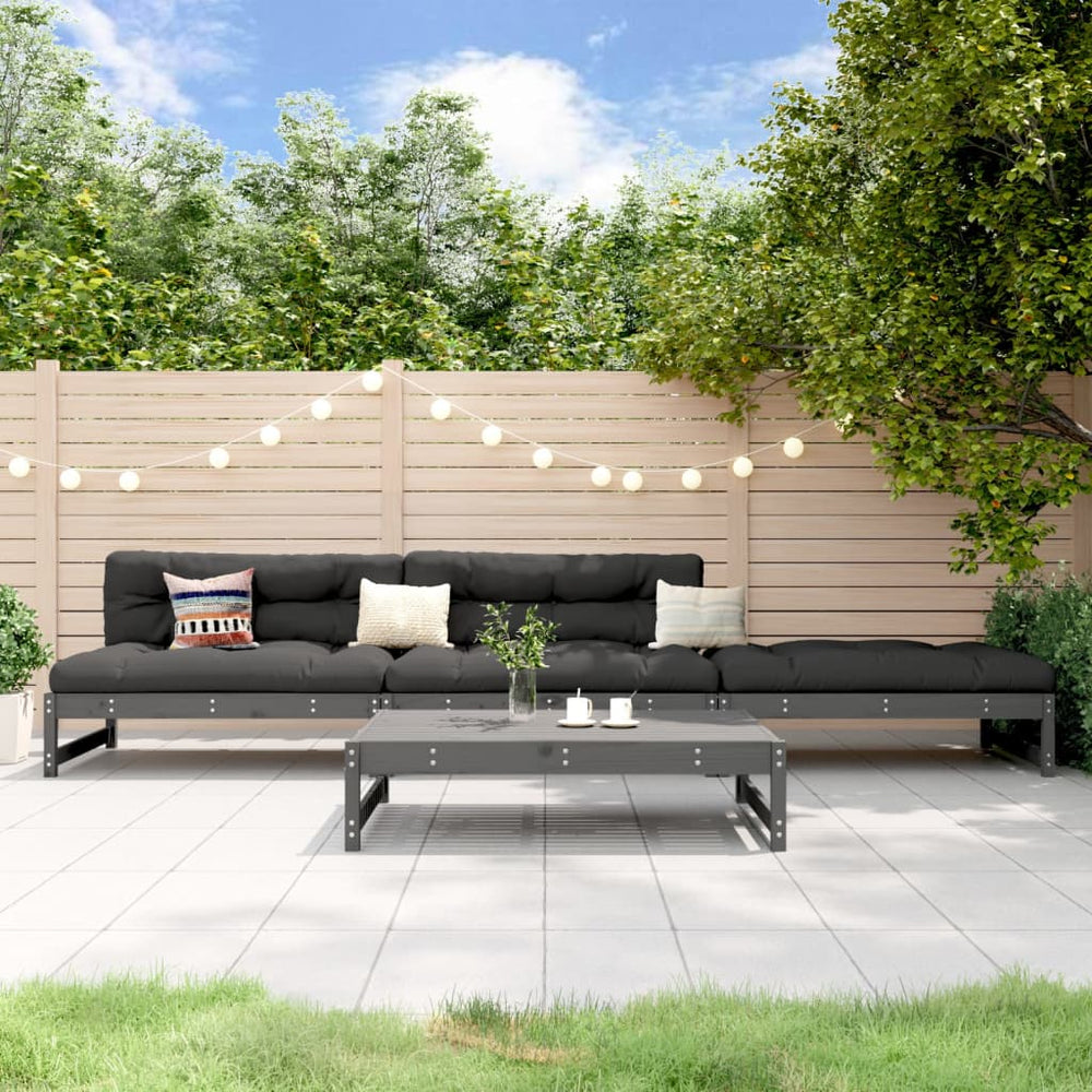 vidaXL 4-Piece Garden Lounge Set Grey Solid Pine Wood