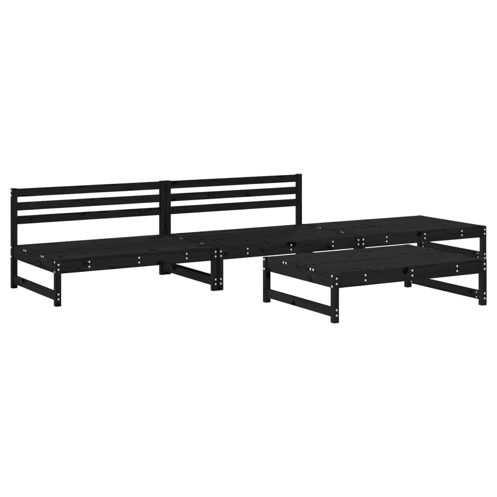 vidaXL 4-Piece Garden Lounge Set Black Solid Pine Wood
