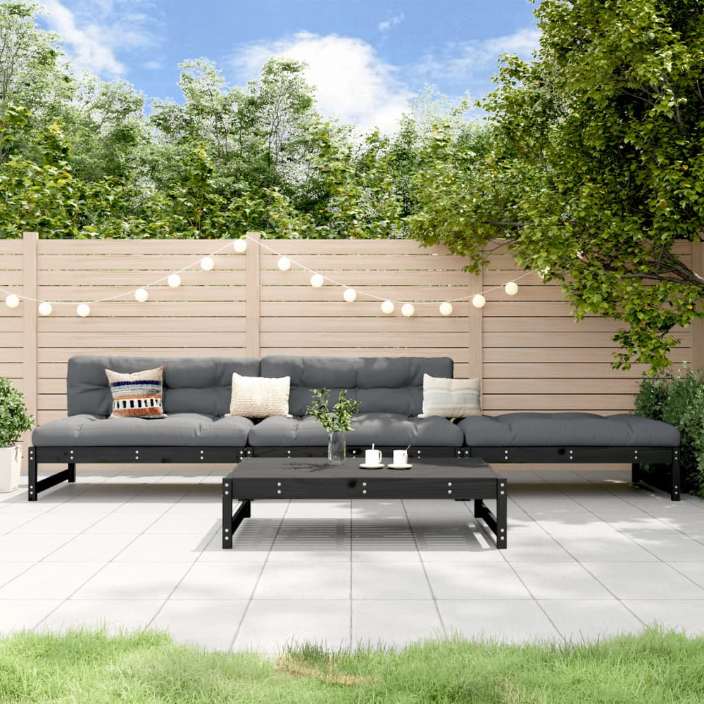 vidaXL 4-Piece Garden Lounge Set Black Solid Pine Wood