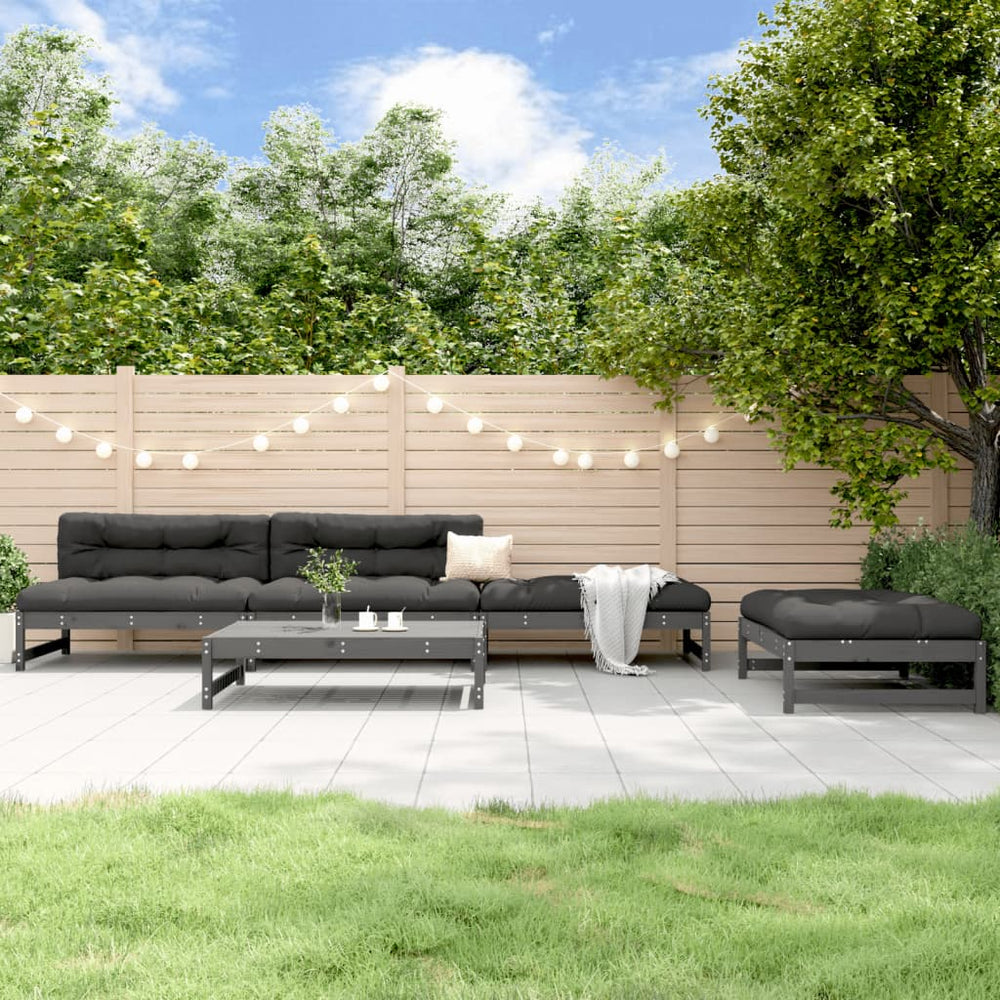 vidaXL 5-piece Garden Lounge Set Grey Solid Pine Wood
