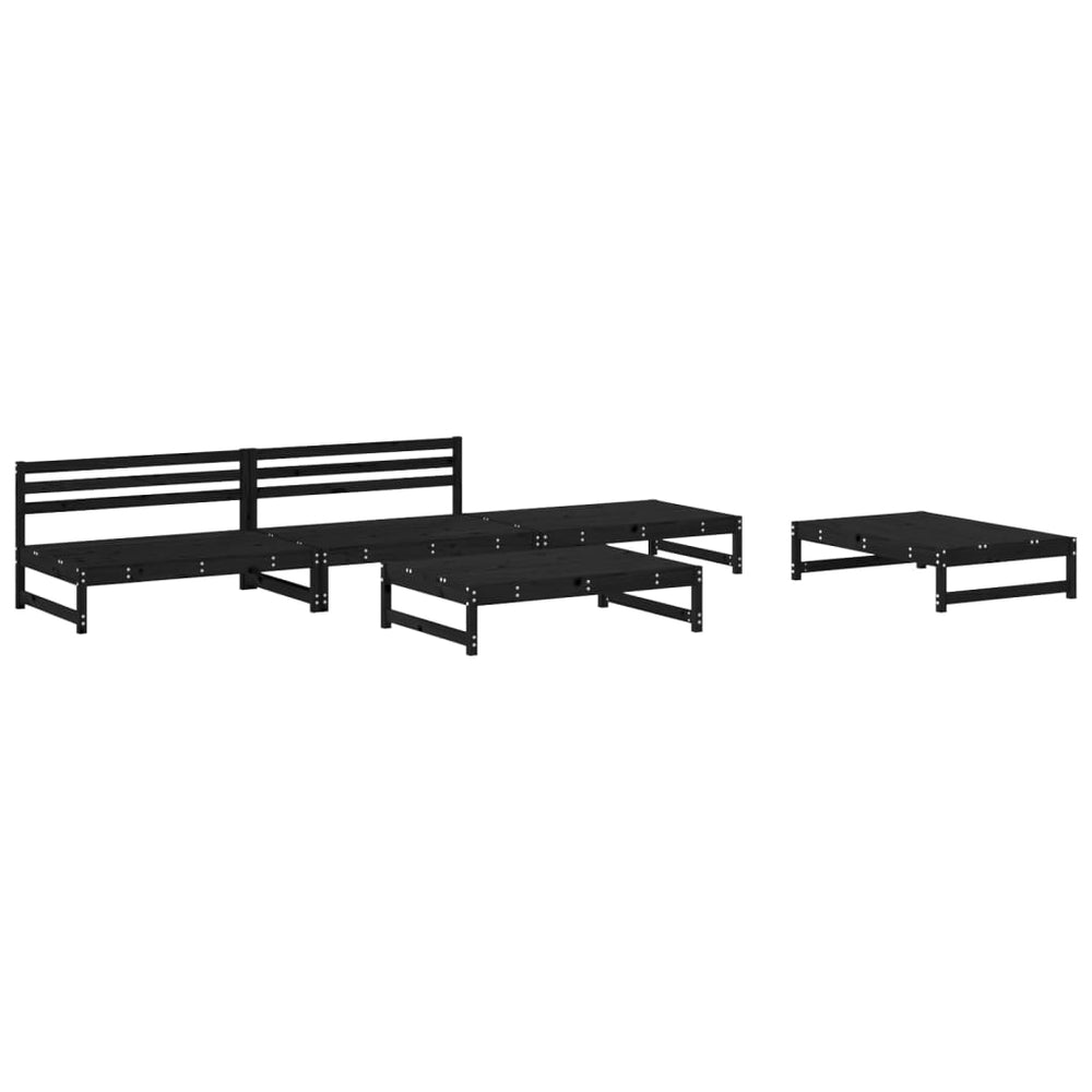 vidaXL 5-piece Garden Lounge Set Black Solid Pine Wood
